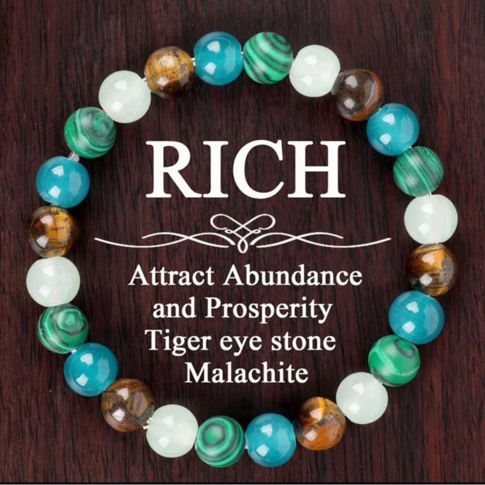 🤑🤑🤑3 for 12$🤑🤑🤑Tiger Eye and Malachite Beaded Stretch Bracelet